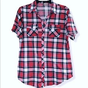 🔴 OVER 50% OFF!!! Passport Red, White & Blue Plaid Flannel Shirt